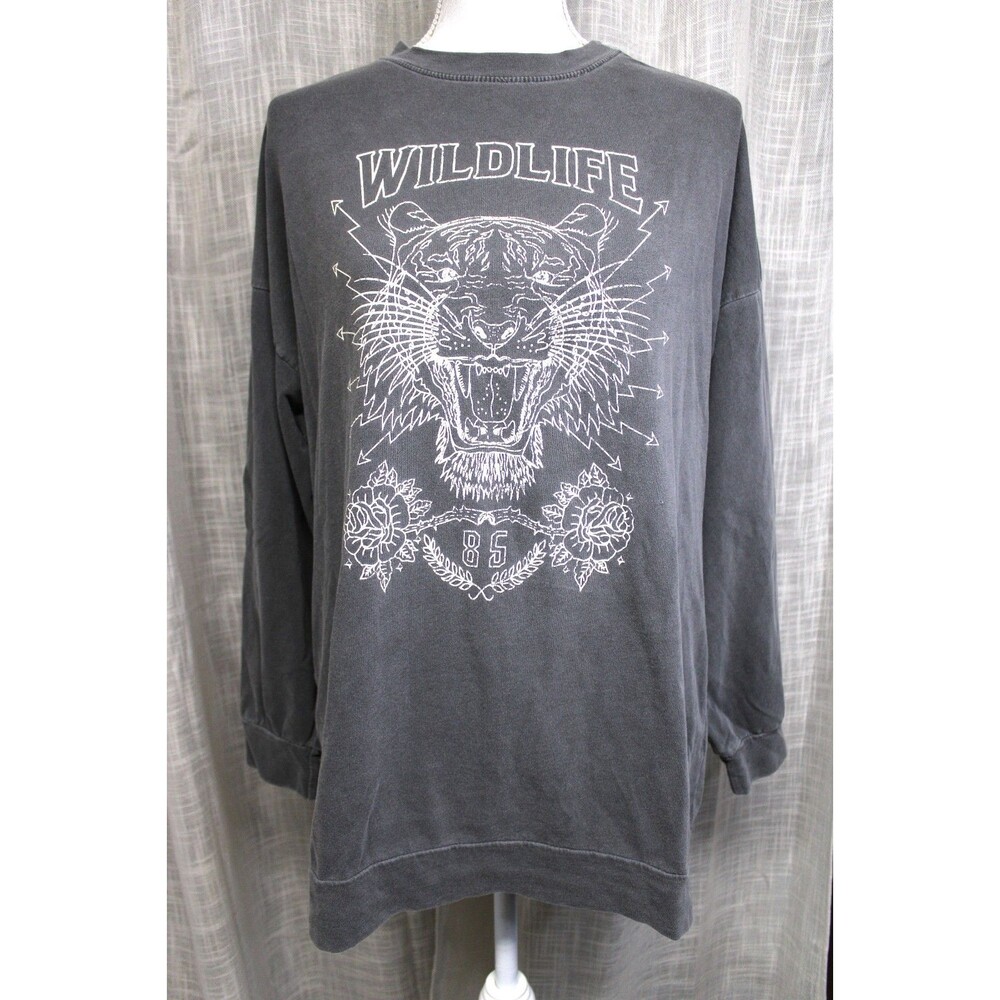 Tres Bien Gray Lightweight Oversized sweatshirt Wildlife Tiger graphics M